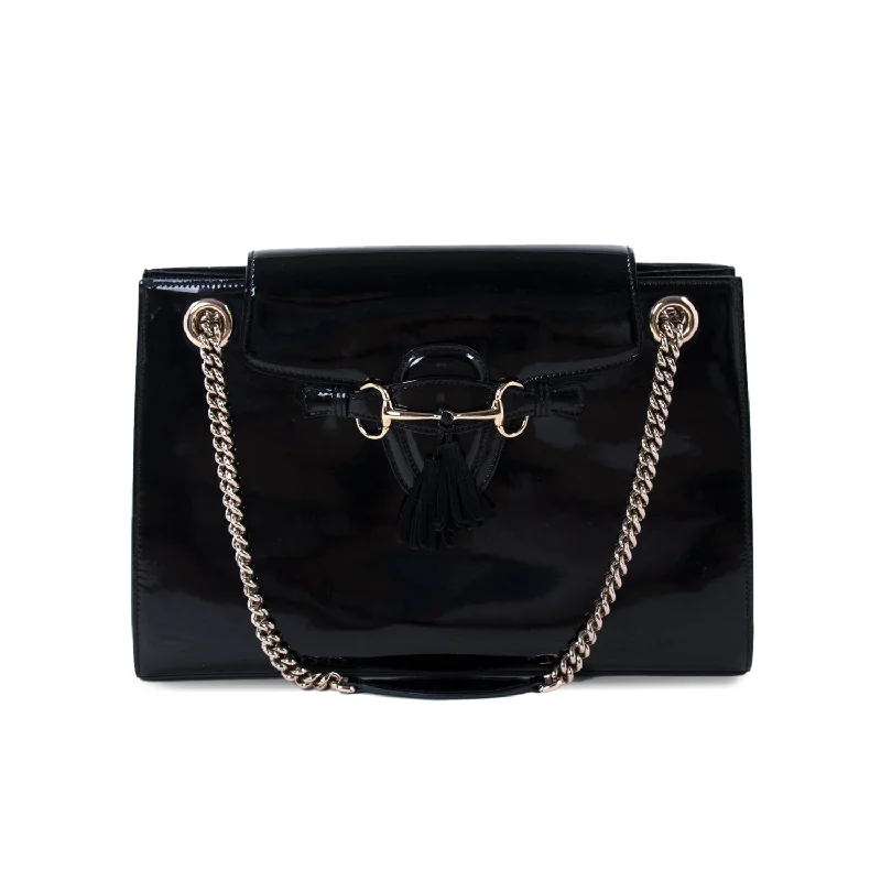 Sleek shoulder bags for clean everyday elegance -Gucci Emily Large Patent Leather Shoulder Bag