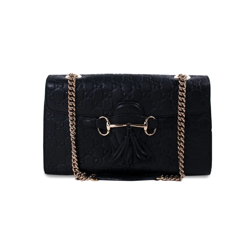 Shoulder bags perfect for markets with ample room -Gucci Guccissima Emily Medium Shoulder Bag