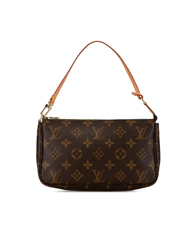 Shoulder bags with leafy prints for earthy vibes -Monogram Canvas Pochette with Vachetta Leather Handle