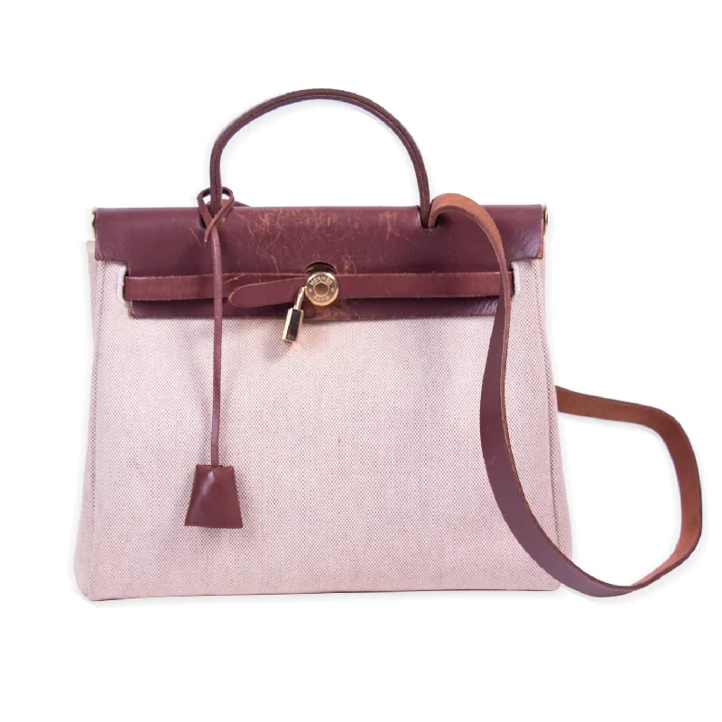 Chic shoulder bags perfect for stylish daily outings -Hermès Herbag PM Brown Toile Canvas