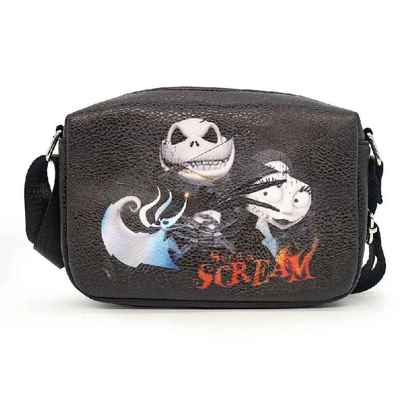 Simple and chic linen tote bags for minimalist fashion lovers -Horizontal Crossbody Wallet - The Nightmare Before Christmas Jack, Sally and Zero SUCH A SCREAM Pose