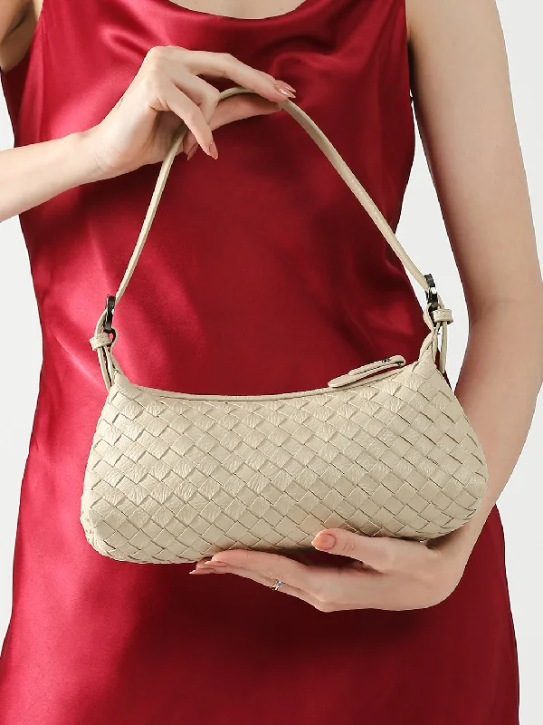 Elegant silk tote bags for formal events and stylish evening outings -Inc.5 Women Beige Textured Sling Bag