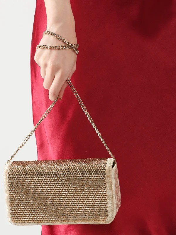 Luxury leather tote bags for high-end fashion lovers seeking refined elegance -Inc.5 Women Gold Embellished Fancy Clutch