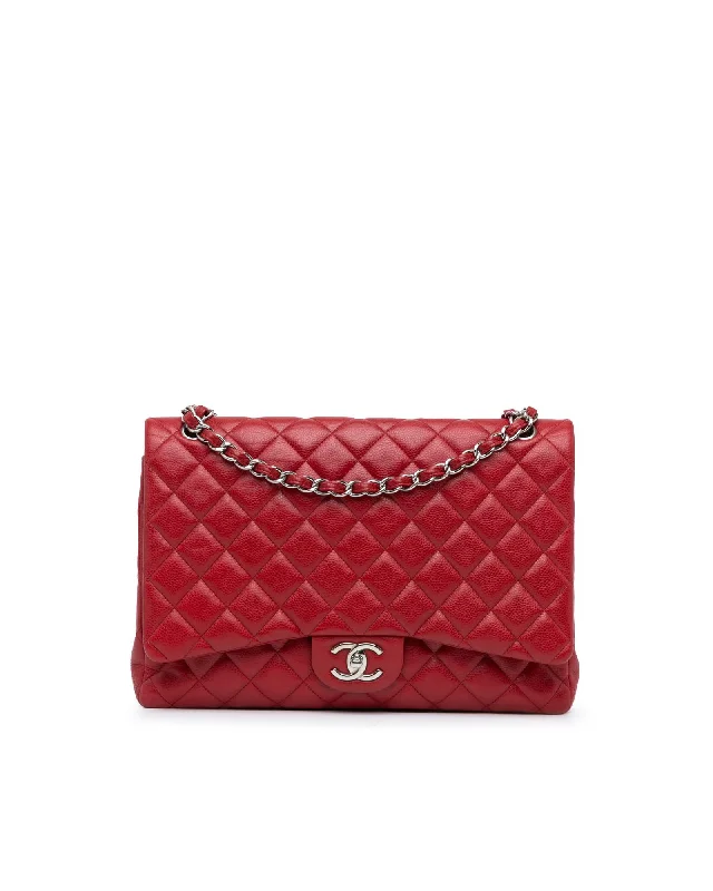 Shoulder bags with curved flaps for fresh design -Maxi Classic Double Flap Quilted Leather Shoulder Bag