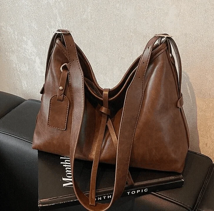 Shoulder bags in soft shades for gentle charm -Large Shoulder Bags Leather Women's Tie Zip Adjustable Strap Solid Soft Handbags