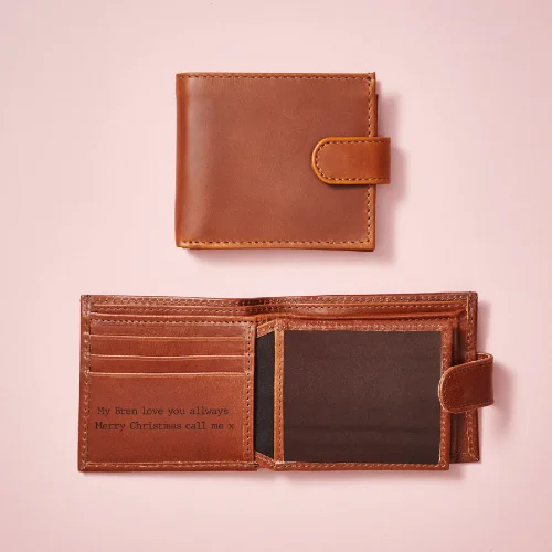 Card Case for Bargain Hunters for Deals-Personalised Leather Tri Fold Wallet with RFID