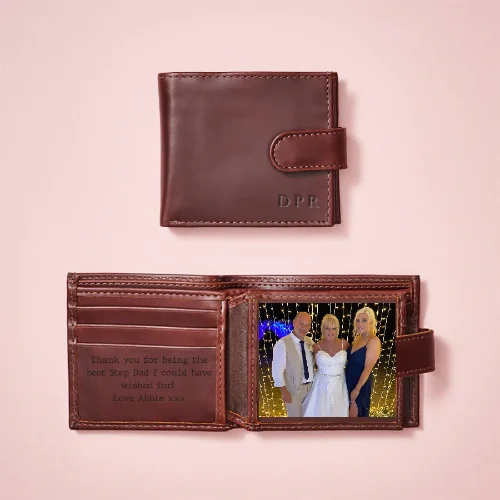 Card Case with Designer Look for High-End-Personalised Leather Tri Fold Wallet with RFID