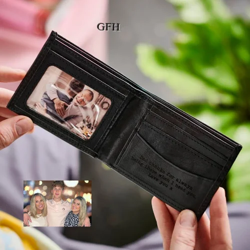 Wallet for Festival Goers for Fun-Leather Wallet with Message and Photo Card