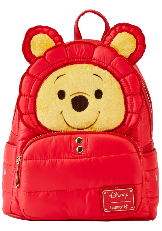 Colorful tote bags with unique patterns for women who love vibrant styles -Disney Winnie The Pooh Puffer Jacket Cosplay Mini Backpack