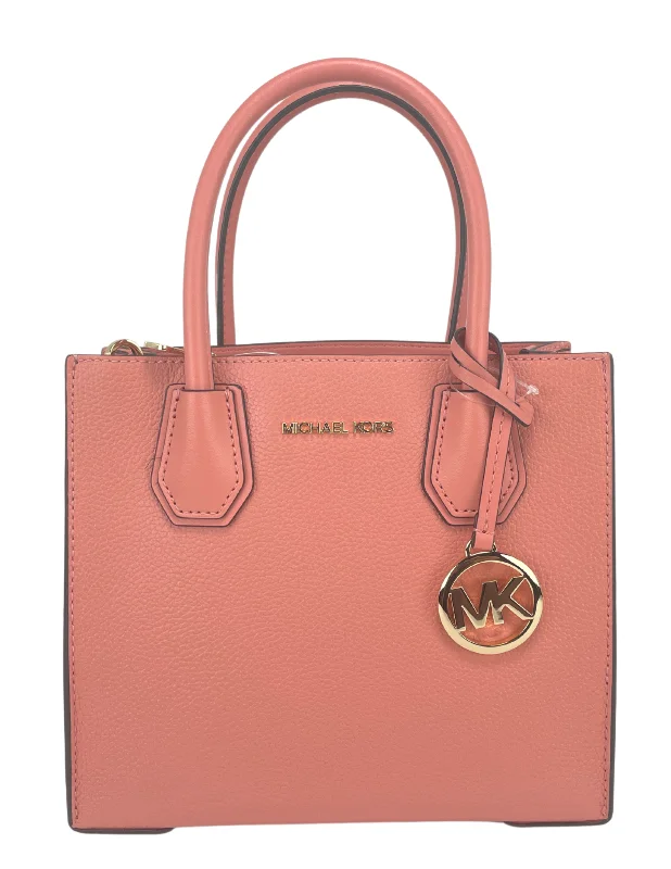 Classic tan leather tote bags for timeless, luxury fashion accessories -Michael Kors Mercer Medium Sherbet Pebble Leather Messenger Crossbody Bag Purse