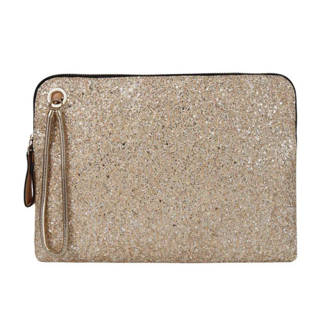 Vintage-inspired tote bags with classic designs for retro fashion lovers -Monroe Glitter Clutch Crossbody Purse in Nude