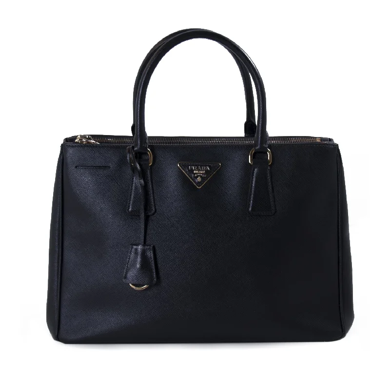 Shoulder bags with chunky logos for loud flair -Prada Saffiano Lux Medium Double Zip Tote