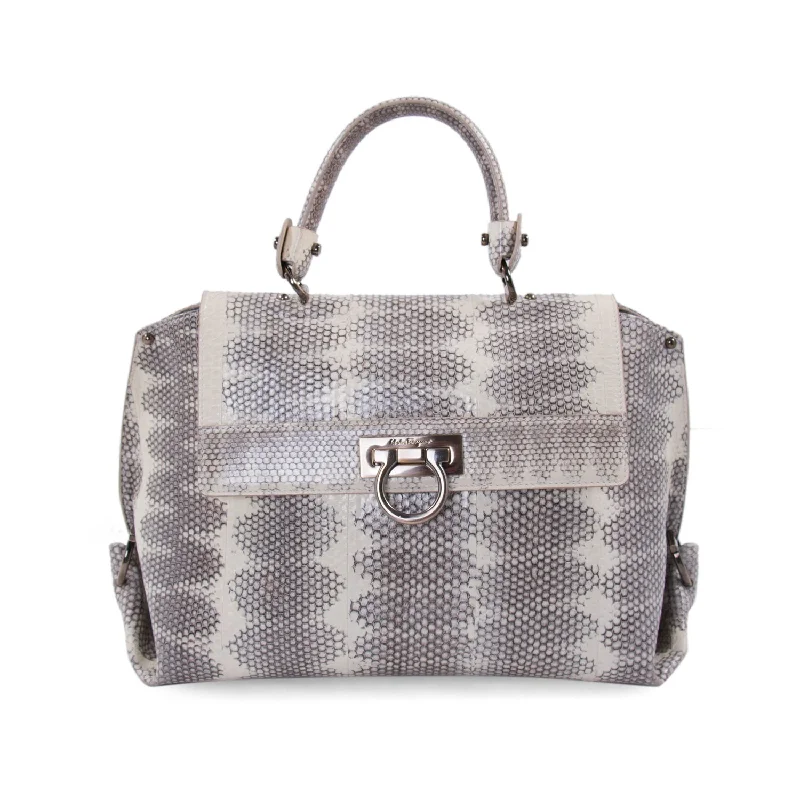 Shoulder bags with dual straps for extra support -Salvatore Ferragamo Snake Skin Sofia Satchel