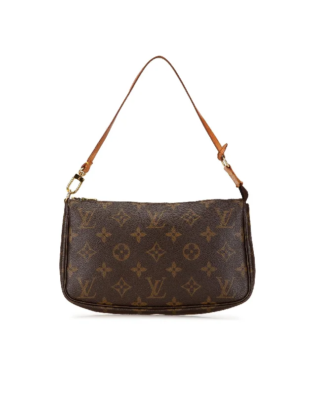 Retro shoulder bags inspired by vintage bag styles -Monogram Canvas Pochette Accessoires with Vachetta Leather Handle