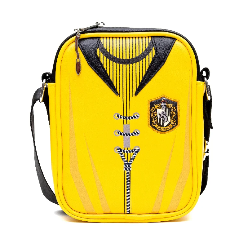 Hand-painted tote bags for a one-of-a-kind, artistic fashion accessory -The Wizarding World of Harry Potter Vegan Leather Crossbody Bag with Adjustable Straps, Hogwarts Hufflepuff Quidditch Uniform