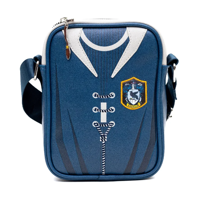 Large striped canvas tote bags for beach trips and casual outings -The Wizarding World of Harry Potter Vegan Leather Crossbody Bag with Adjustable Straps, Hogwarts Ravenclaw Quidditch Uniform Blue