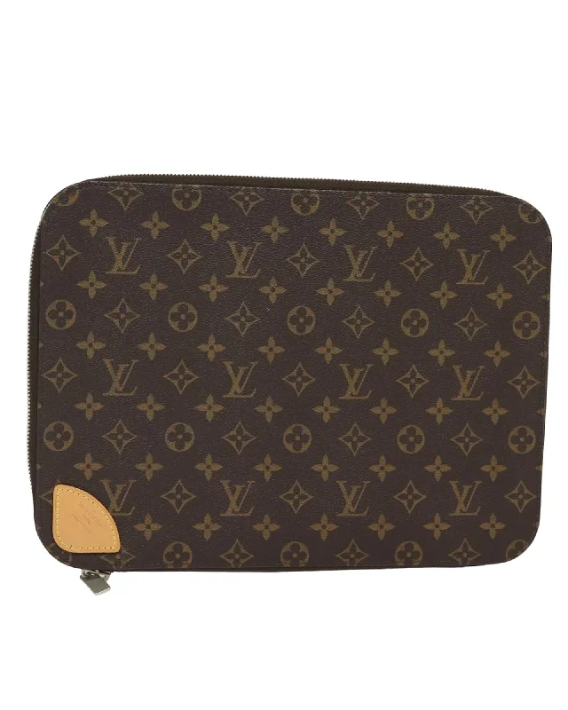 Shoulder bags featuring logo stitching for brand love -Monogram Canvas Horizon Laptop Sleeve with Dust Bag