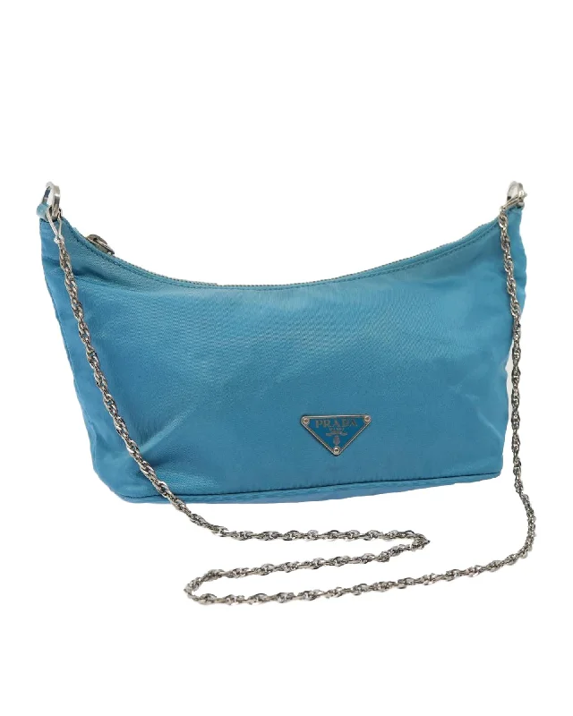 Shoulder bags with big openings for easy access -Chain Shoulder Bag in Nylon with Light Wear