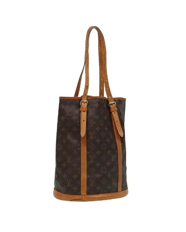 Shoulder bags with leafy prints for earthy vibes -Monogram Canvas Bucket Shoulder Bag with Adjustable Strap