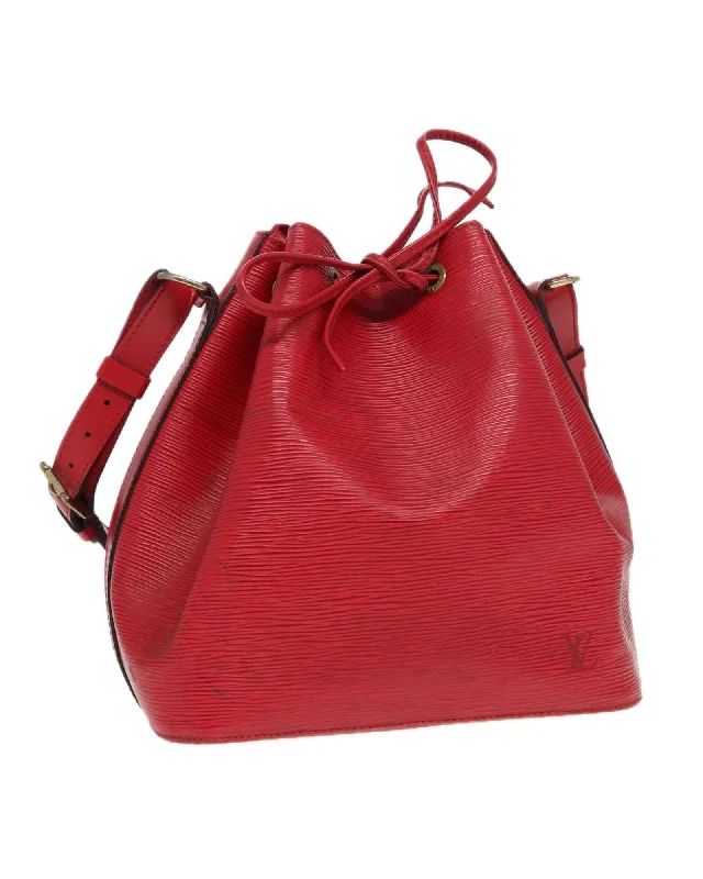 Shoulder bags with chunky logos for loud flair -Epi Leather Petit Noe Shoulder Bag with Adjustable Strap