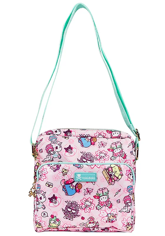 Personalized embroidered tote bags for bridesmaids with custom wedding designs -Hello Kitty & Friends Sakura Festival Crossbody Bag