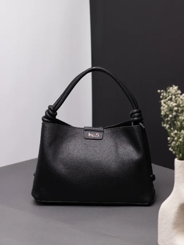 Tote bags with leather handles for added sophistication and durability -Womens Black Solid Handbag