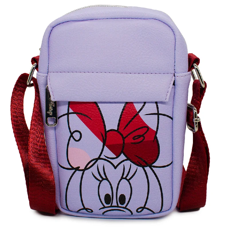 Luxury designer tote bags for women seeking elegance and timeless appeal -Women's Crossbody Wallet - Minnie Mouse Face Doodle Close-Up Lavender