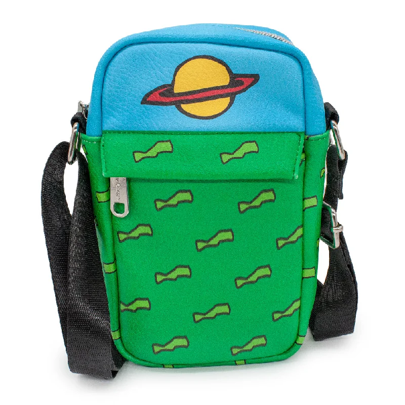 Vegan-friendly tote bags with eco-conscious designs for conscious consumers -Women's Crossbody Wallet - Rugrats Chuckie Bounding Saturn Shirt and Green Short Waves