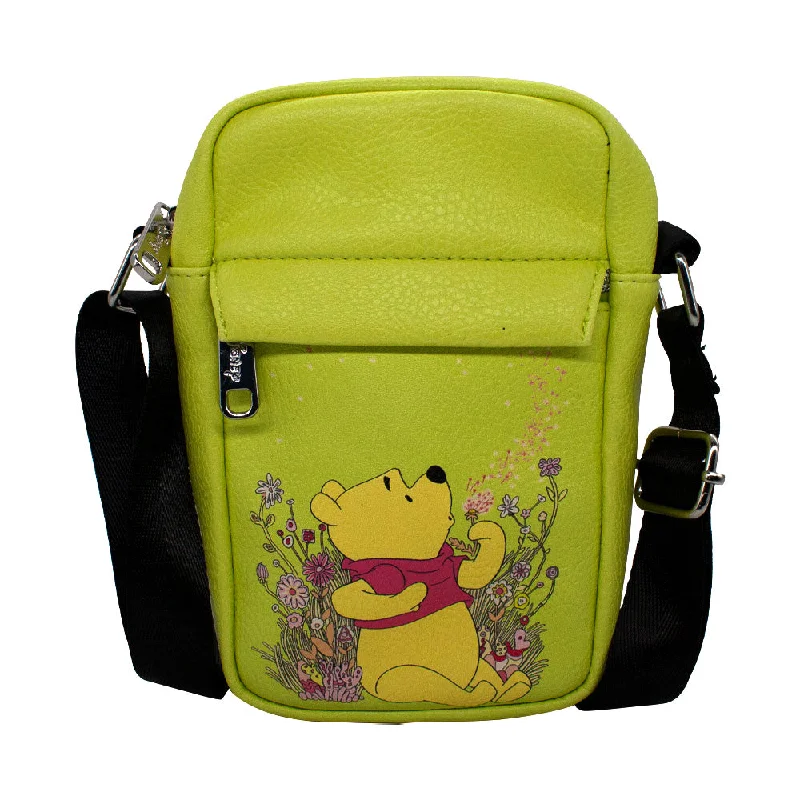 Cotton tote bags with bold graphics for an artsy, unique look -Women's Crossbody Wallet - Winnie the Pooh Sitting Dandelion Pose Yellow Pinks