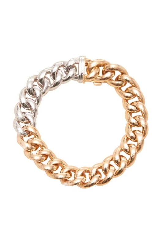 Woven handle bags with intricate designs for casual summer fashion looks -18k Solid White and Rose Gold Chain Bracelet