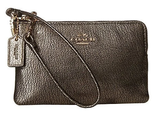 High-end handle bags with exotic materials like crocodile leather for unique luxury -COACH Women's Box Program Smooth Corner Zip LI/Gold Clutch