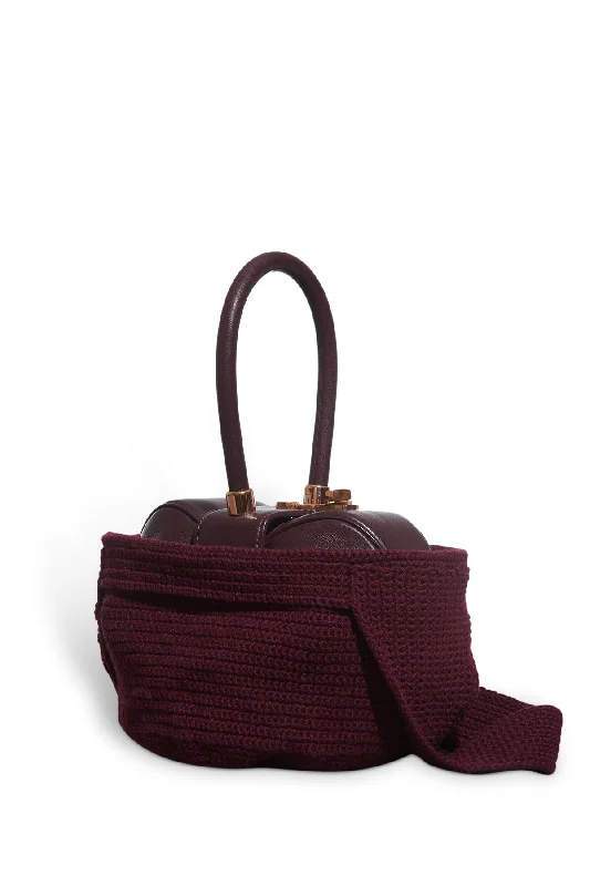 Boho-style handle bags with woven fabric for a rustic, earthy vibe -Crossover Knit Bag in Bordeaux Cashmere