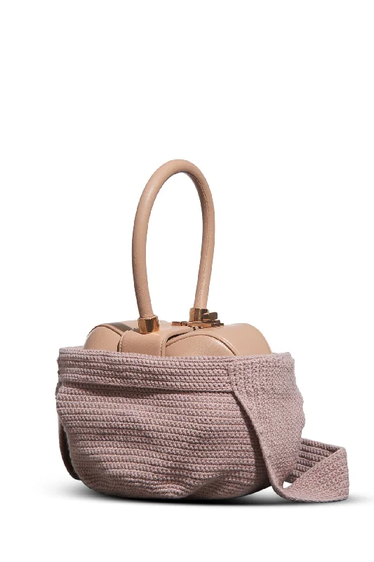 Classic tote handle bags with spacious interiors for work and shopping needs -Crossover Knit Bag in Nude Cashmere