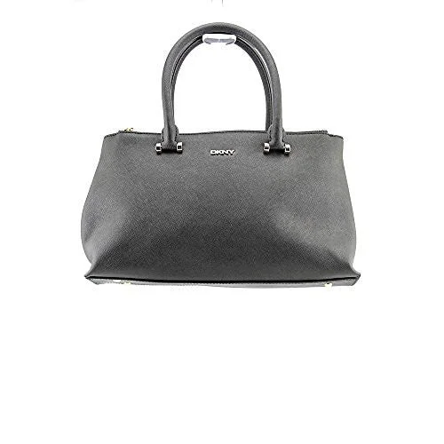 Simple canvas handle bags for casual outings or daily wear with comfort -DKNY Bryant Park-Saffiano Womens Black Purse Leather Satchel