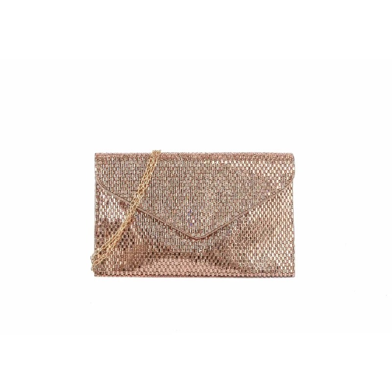 Trendy handle bags with transparent designs for a modern, edgy style -Envelope Evening Clutch in Rose Gold