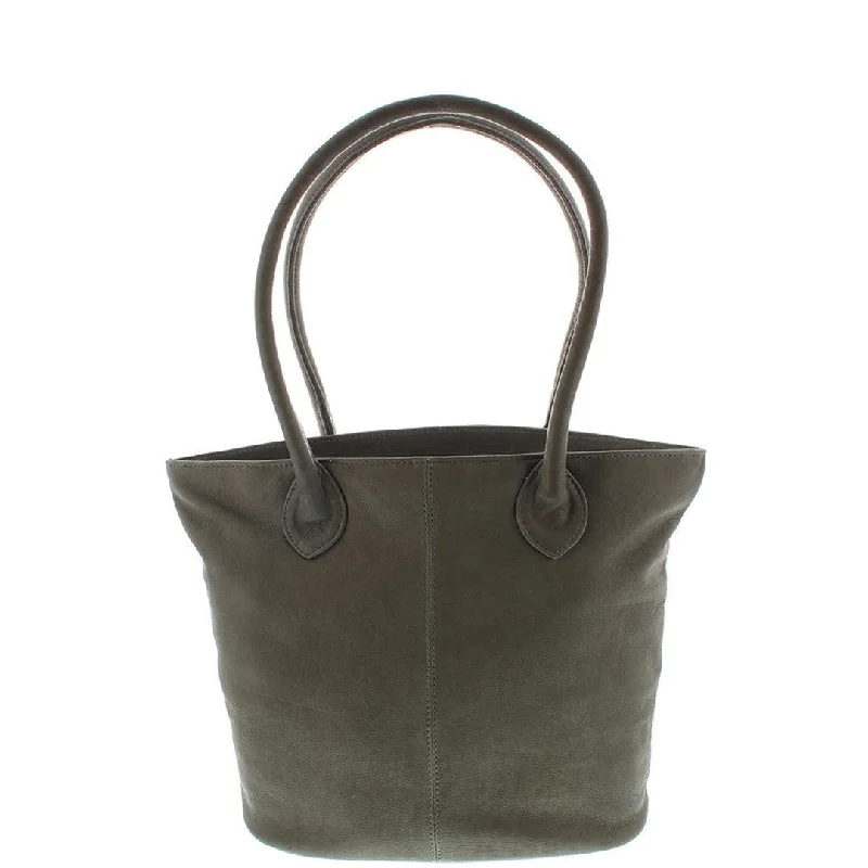 Colorblock handle bags for women who love bold, contrasting fashion styles -GABEE LEATHER JANE TOTE GREY