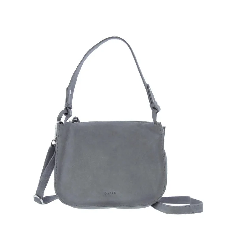 Trendy faux leather handle bags for women seeking stylish, vegan-friendly options -GABEE LEATHER PERRY CROSSBODY SHOULDER BAG GREY