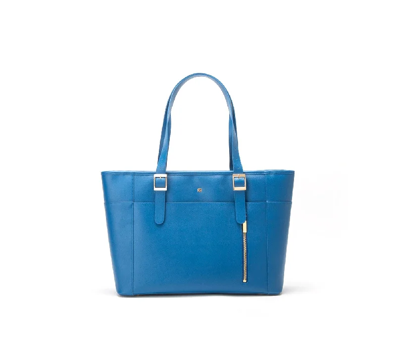 Handle bags with removable shoulder straps for versatile and stylish options -Gunas New York Miley Blue Vegan Leather Laptop Shoulder Bag