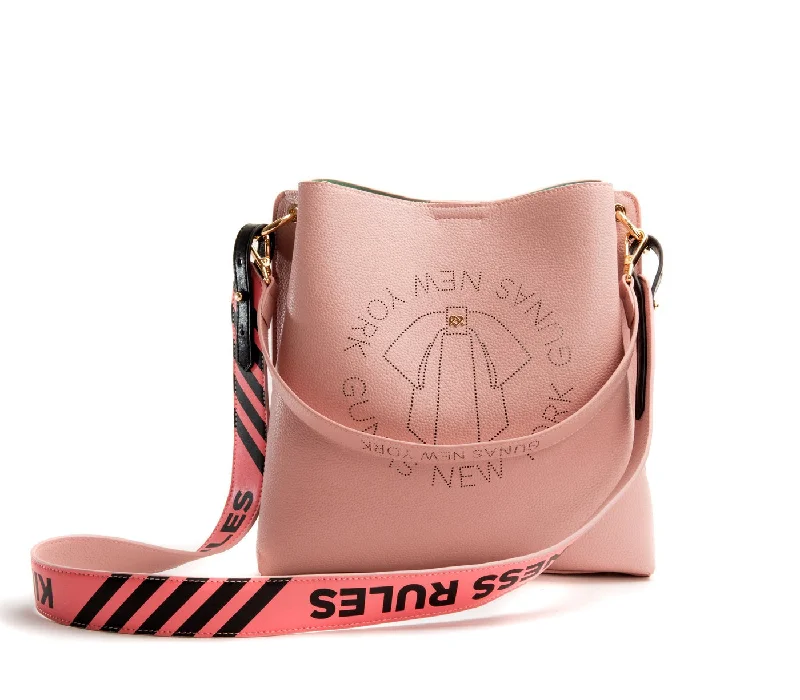 Woven handle bags with intricate designs for casual summer fashion looks -Gunas New York Tabitha Pink Bucket Shoulder Bag