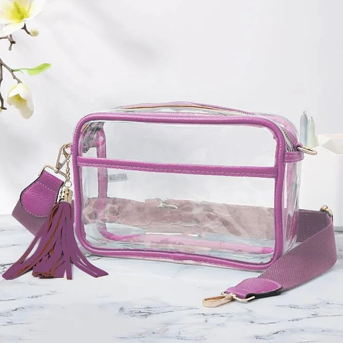 Structured handle bags with sharp, defined shapes for women who love classic designs -Clear Cross Body Camera Bag in  Purple