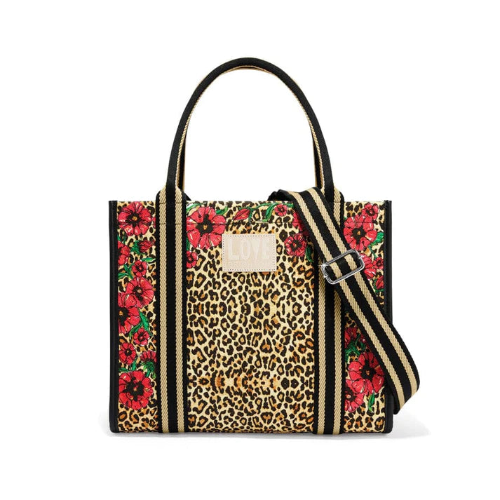 Boho-style handle bags with woven fabric for a rustic, earthy vibe -Leopard Dynasty Canvas Carry All - H10814