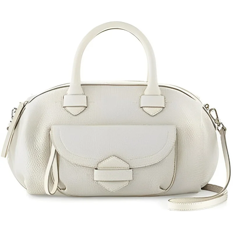 Sleek handle bags with metallic finishes for women seeking a modern edge -Marc Jacobs Half Pipe Duffel Leather Satchel Lily Flower White Handbag Bag NEW