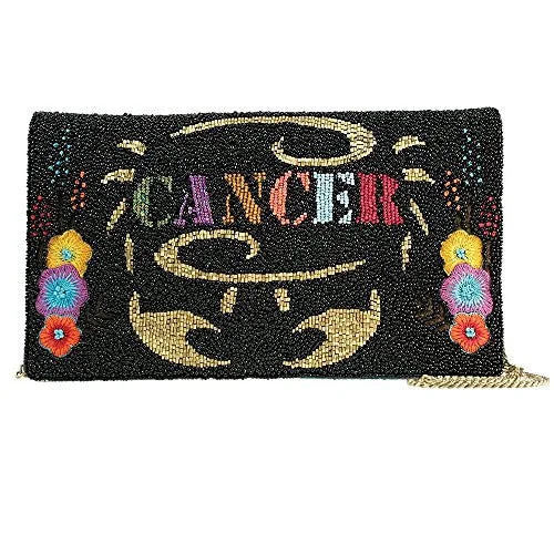 Clear plastic handle bags for women seeking a fashionable, functional accessory -Mary Frances Horoscope Cancer Zodiac Clutch Black Beaded Bag