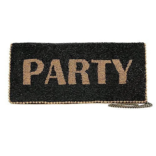 Vintage handle bags with structured designs for retro-inspired fashion lovers -Mary Frances Party Clutch Black Bead Winter 16 Beaded Bag Eve Purse Handbag NEW