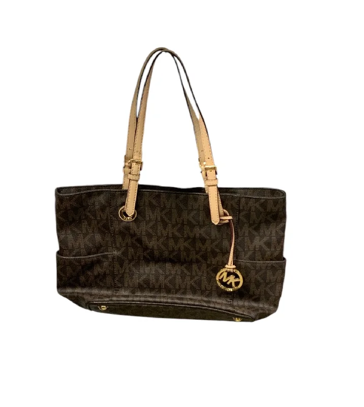 Metallic handle bags for women seeking a glamorous and striking fashion accessory -Michael Kors Brown Logo Bag