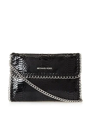 Luxury designer handle bags for fashion enthusiasts who love premium quality accessories -Michael Kors Chelsea Clutch in Black Python