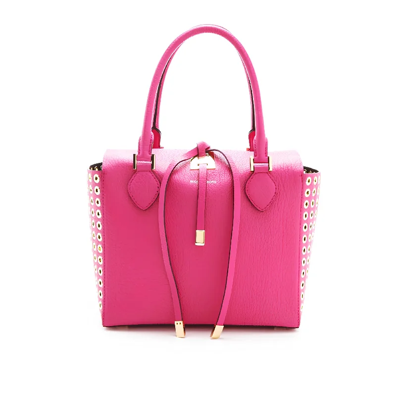 Classic tote handle bags with spacious interiors for work and shopping needs -Michael Kors Collection Fuschia Pink Leather Grommet Gold Hand Bag Purse New