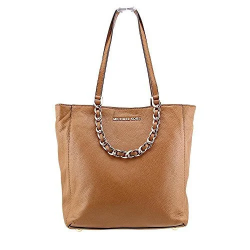 Affordable handle bags with zippered compartments for secure and organized storage -Michael Kors Harper Luggage Brown Leather Medium North South Tote