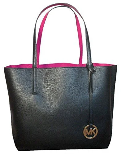 Affordable handle bags for everyday use with durable materials and functional designs -Michael Kors Izzy Large Reversible Tote Bag Leather Black Fuschia