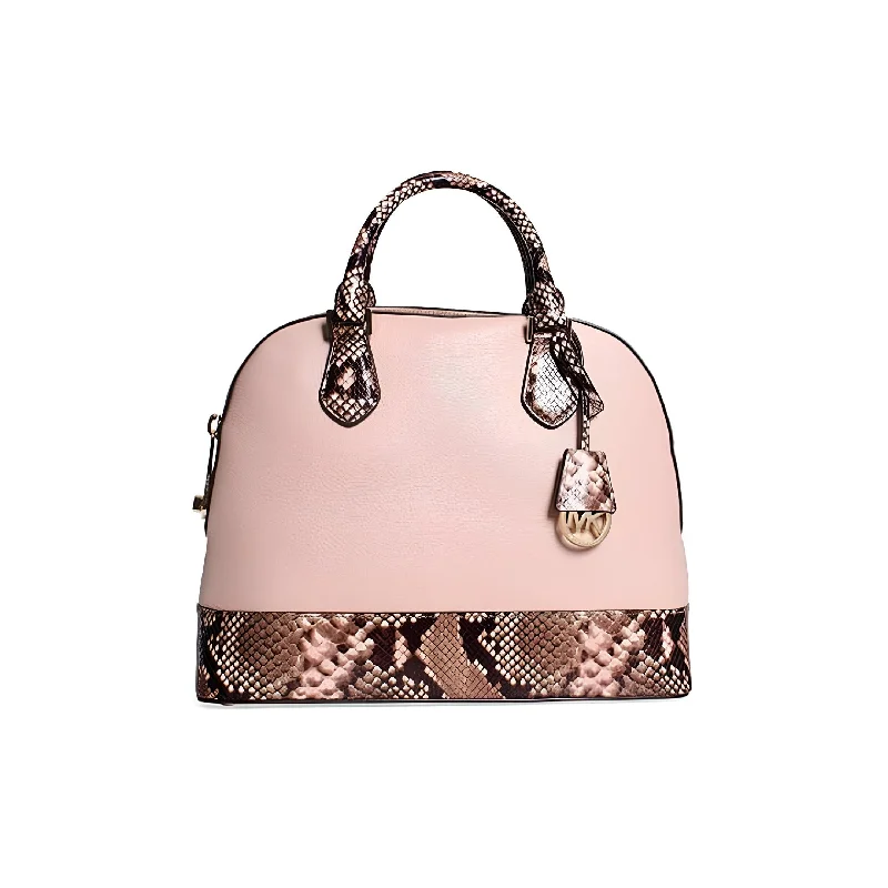 High-end handle bags with exotic materials like crocodile leather for unique luxury -Michael Kors Smythe Dark Leather Dome Satchel Blush Shoulder Bag Purse Cream New